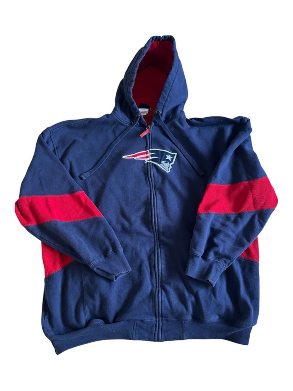 Men’s NFL New England Patriots Navy & Red Full Zip-Up Hoodie 2XL